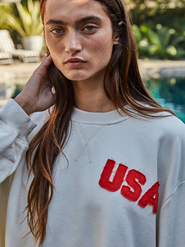 USA Patch Cropped Pullover