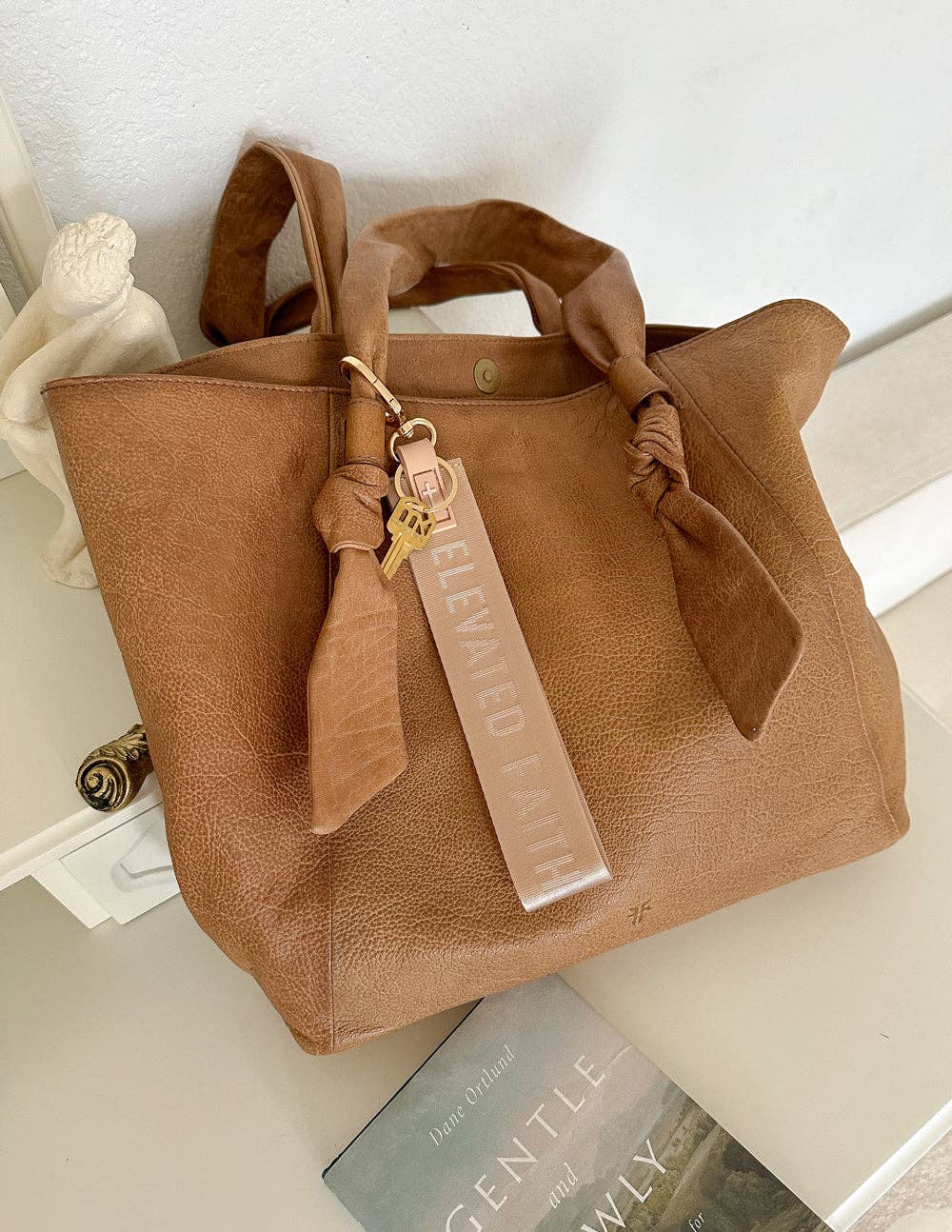 Beige Elevated Faith Keychain