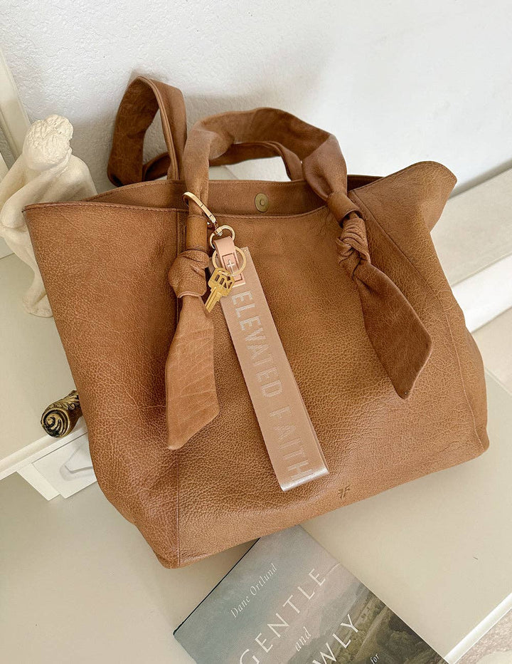 Beige Elevated Faith Keychain