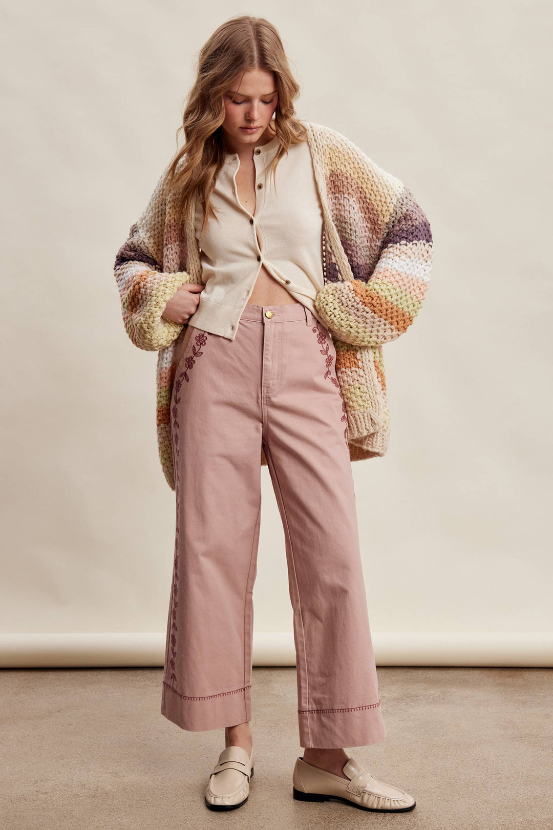 Creamy Striped Crochet Cardigan
