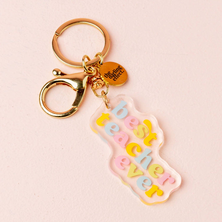 ‘Best teacher ever’ Keychain with colorful letters