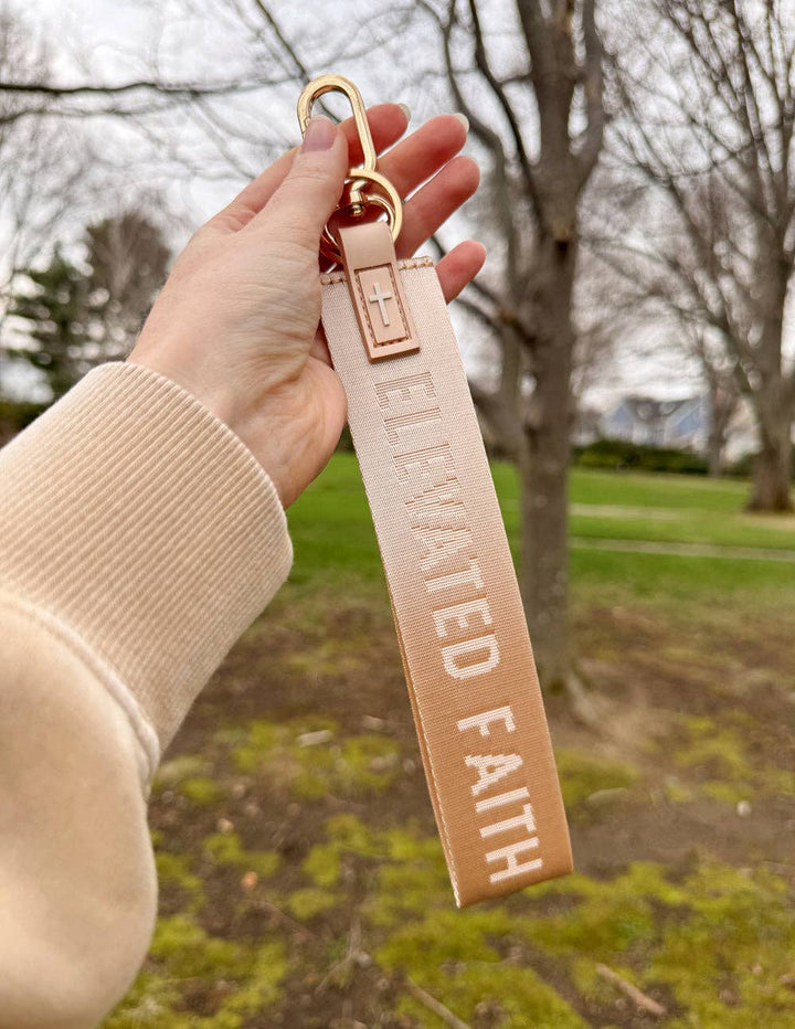 Beige Elevated Faith keychain