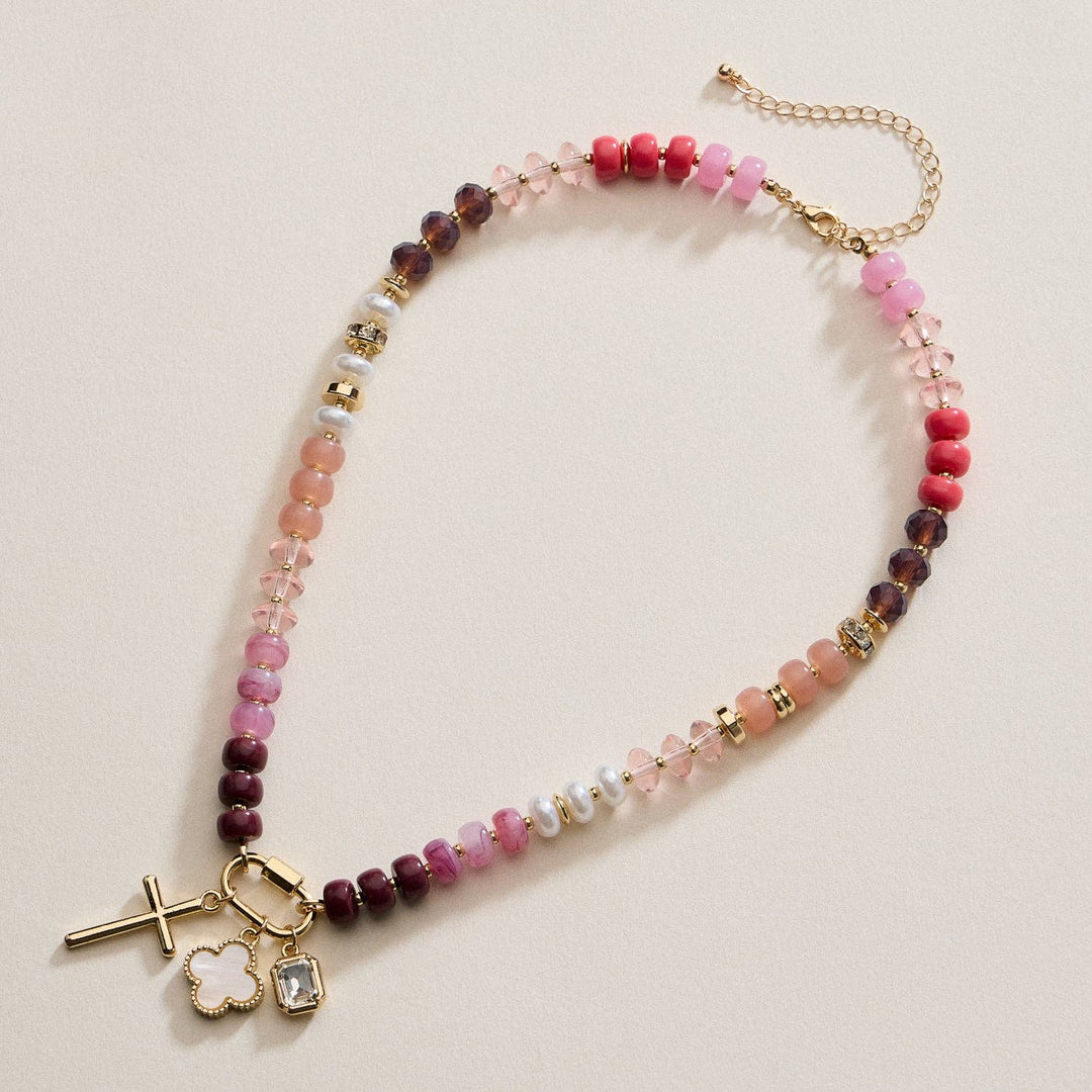 Trio Charm Beaded Necklace