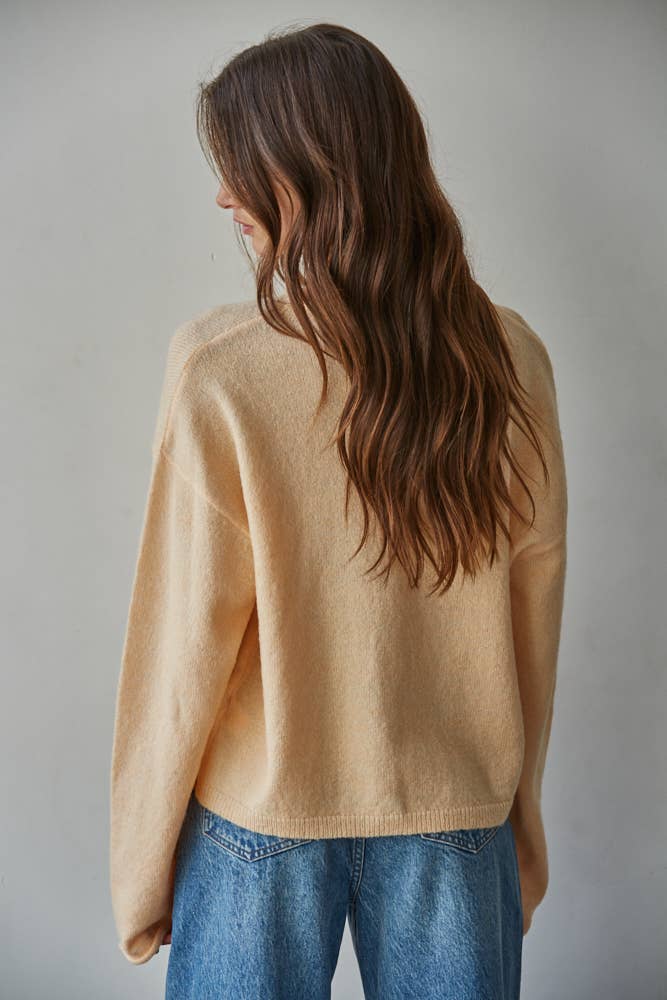 Apricot Lightweight Crew Neck Cardigan