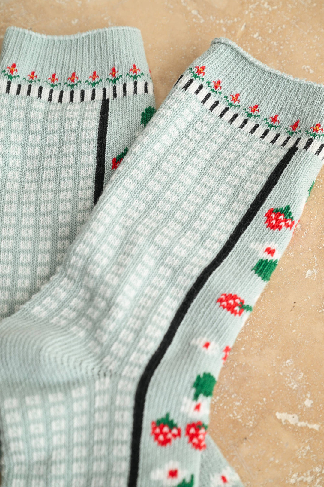 Strawberry Stripe Crew Socks