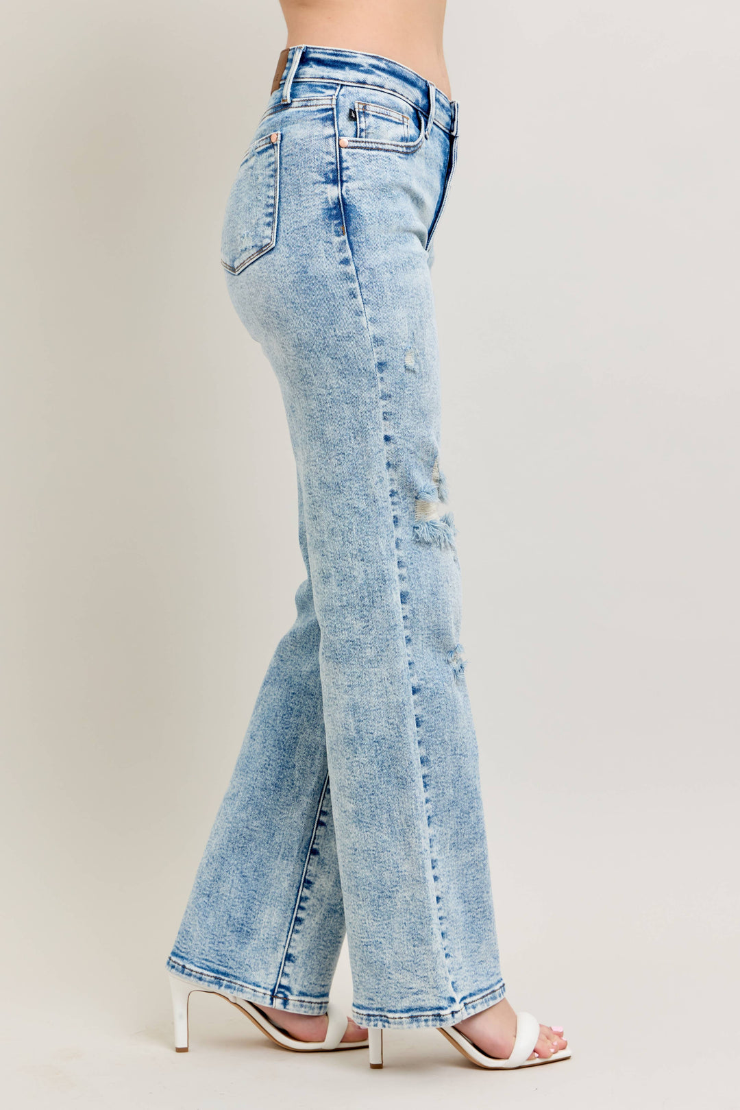 Judy Blue Mineral Wash '90s Straight Distressed Jeans